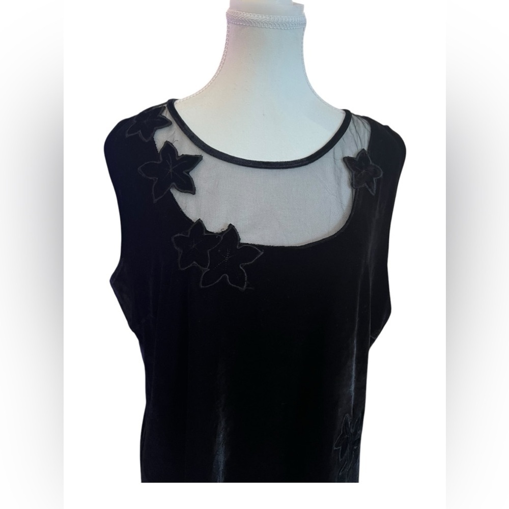 2000s Y2K Witchy Blouse Black Velvet Fairy Grunge Slinky 1X Whimsigoth Victorian - Picture 2 of 11
